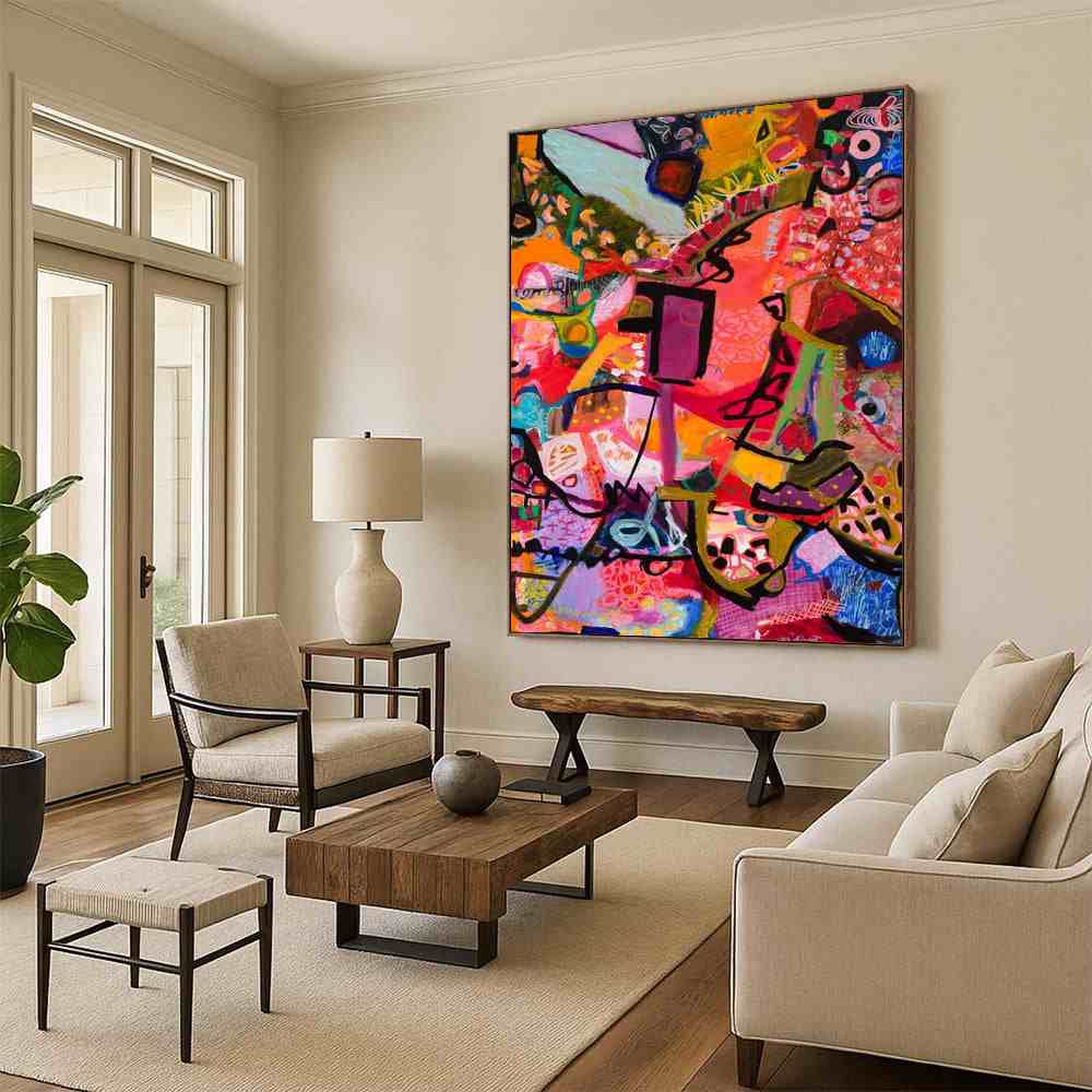 pink garden artwork